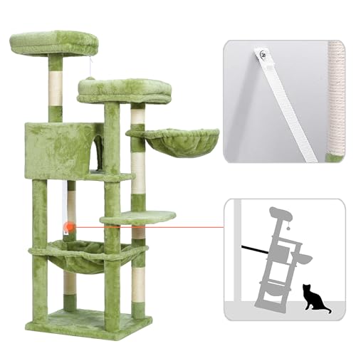 56 inches Smoky Gray Cat Tree with Scratching Posts P7190