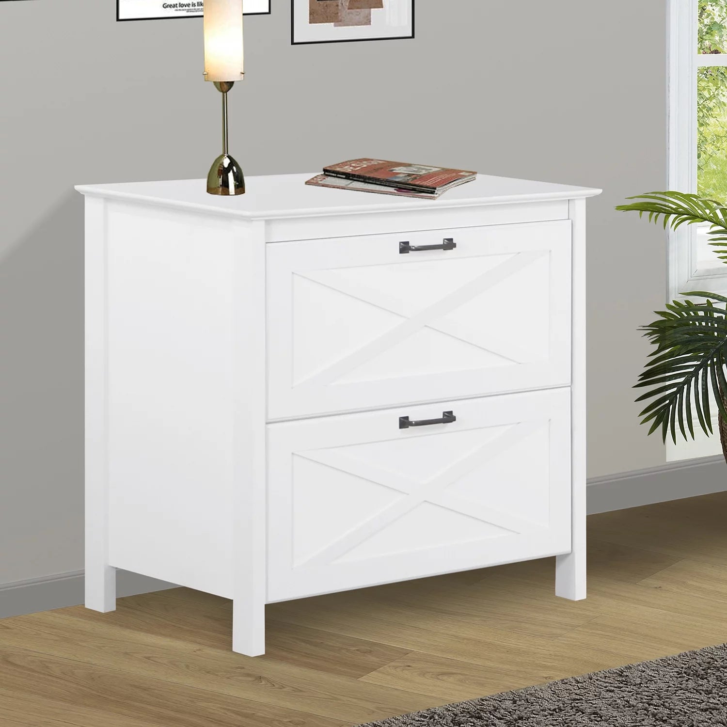 White 2-Drawer Wood File Cabinet L904