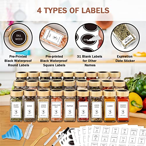 48 Pcs 4 oz Glass Spice Jars with Bamboo Lids H16416