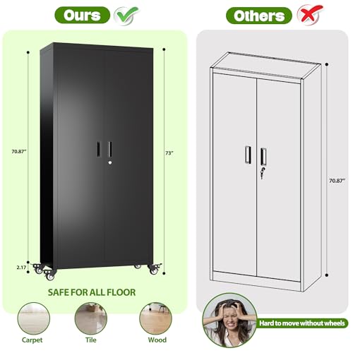Black Metal Garage Storage Cabinet with 4 Adjustable Shelves K37713
