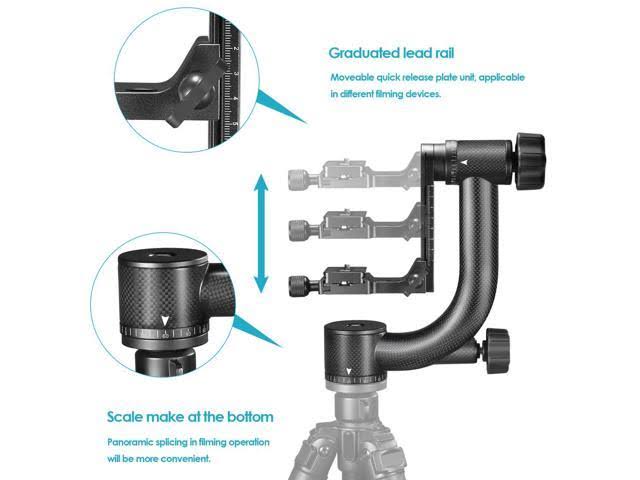 Carbon Fiber 360 Degree Panoramic Gimbal Tripod Head with Arca-Swiss Standard 1/4 inch Quick Release L987