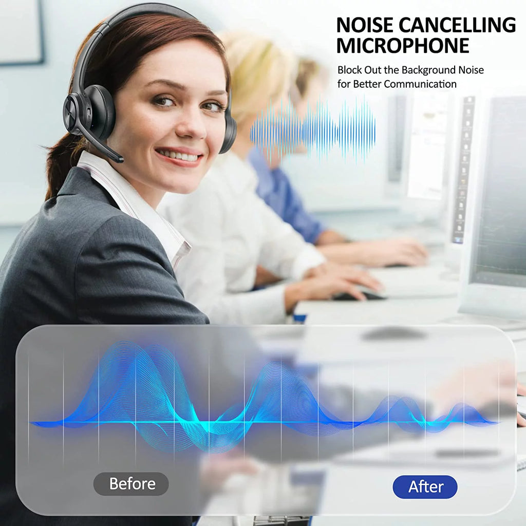 Bluetooth Headset V5.2 Wireless Headphones with Noise Cancelling Microphone U213