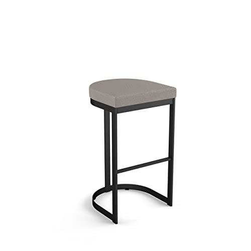 Grey and Beige Polyurethane Counter Stool with Black Metal A851081