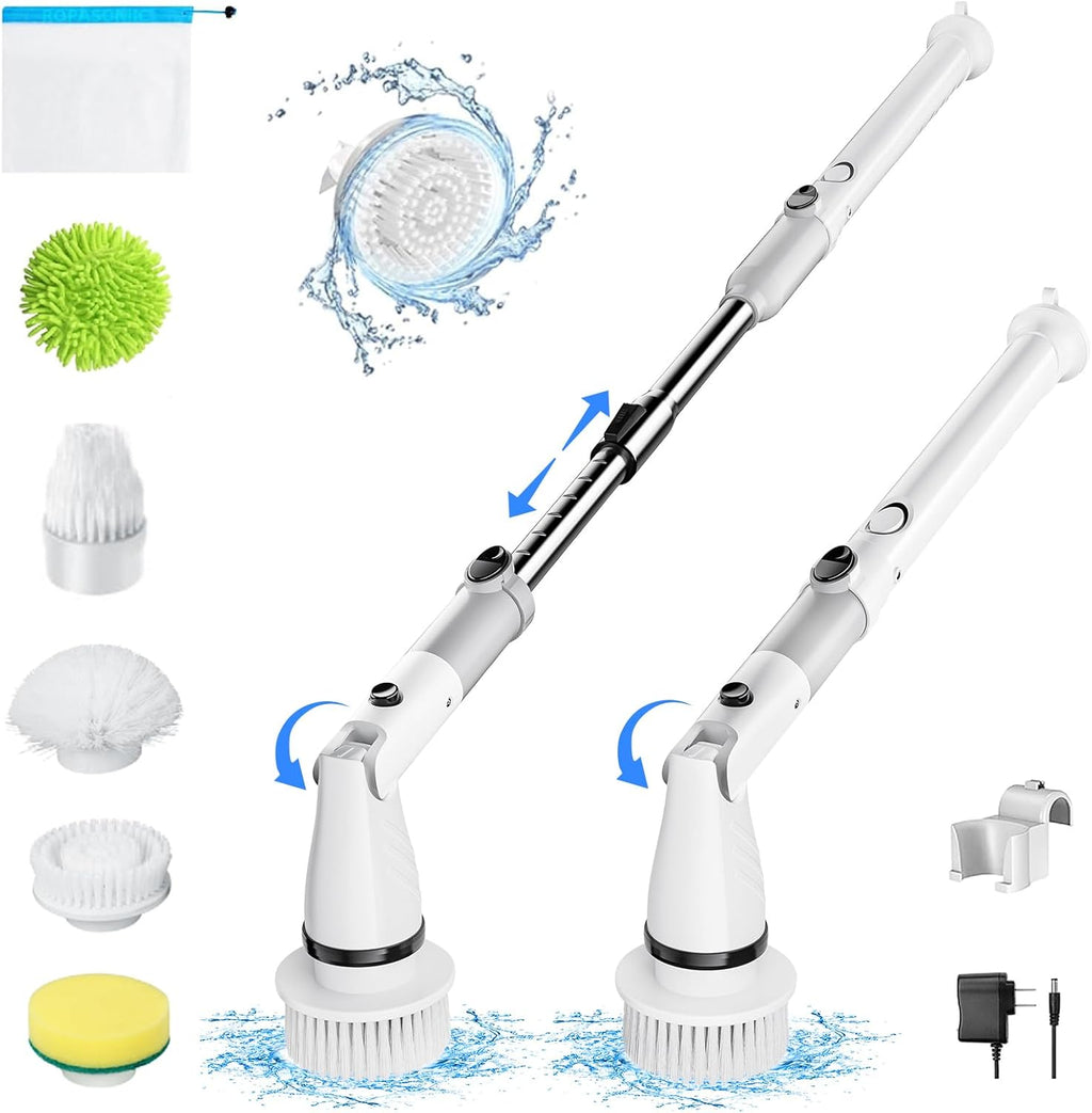 Cordless Electric Spin Scrubber with Adjustable Extension Handle (Grey) G87251