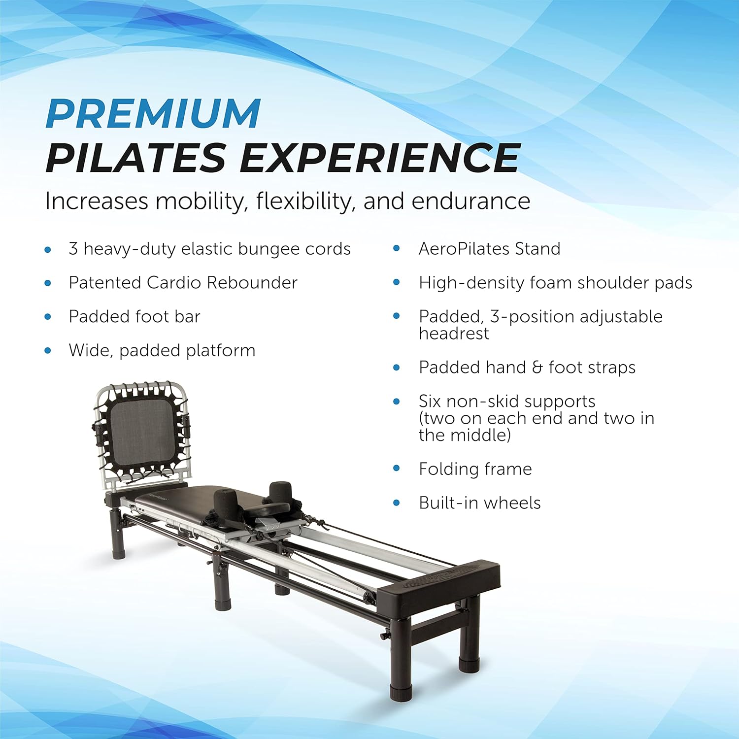 Pilates Reformer Workout Machine with Rebounder, Up to 300 lbs V653416
