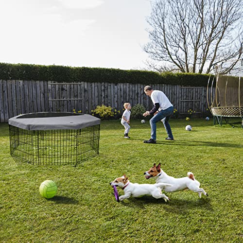 8 Panel 24" W x 24" H Metal Dog Exercise Pen with Bottom Pad O460693