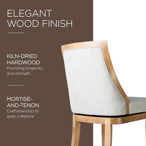 Weathered Oak Finish Sand Color Fabric Upholstered Counter Height Barstool, Set of 2 S7688