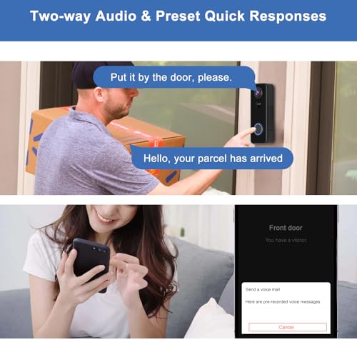 2K HD Wireless Video Doorbell with Chime, Battery Powered A573886