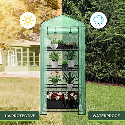 2.3x1.5x5.3 FT 4 Tier Mini Greenhouse with PE Cover E76778