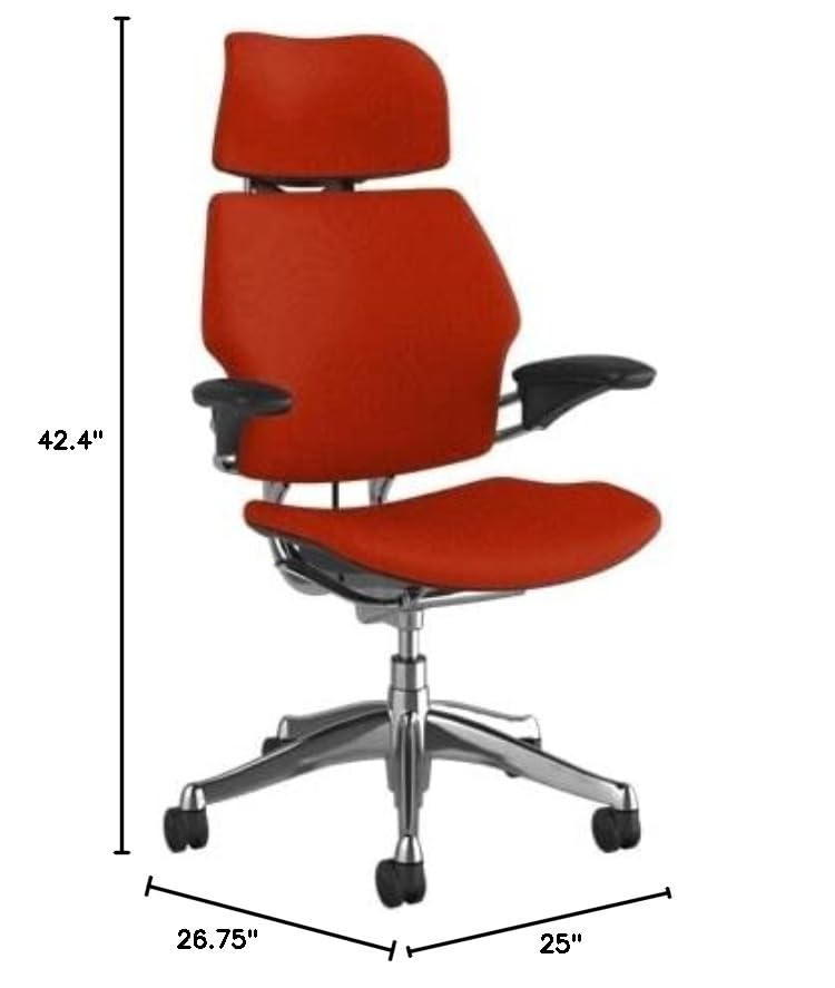 Polished Aluminum Ergonomic Office Chair with Headrest and Adjustable Arms B470