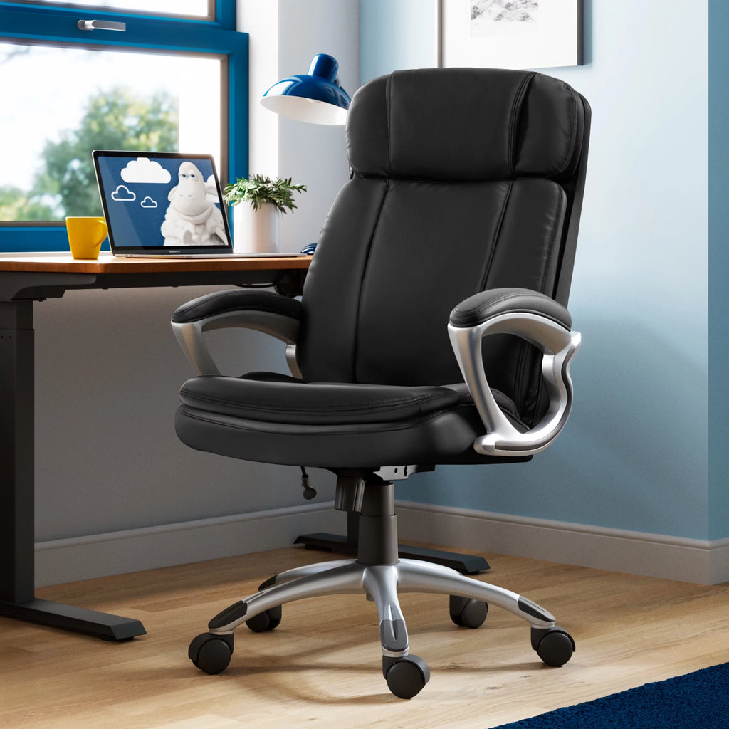 Black Faux Leather Executive Office Chair F9104