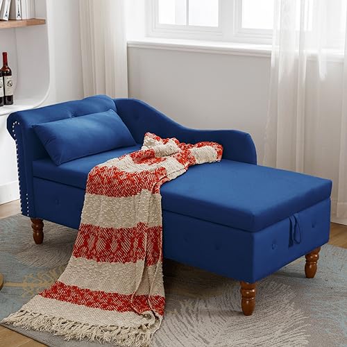 Black Velvet Storage Chaise Lounge with Pillow J8554