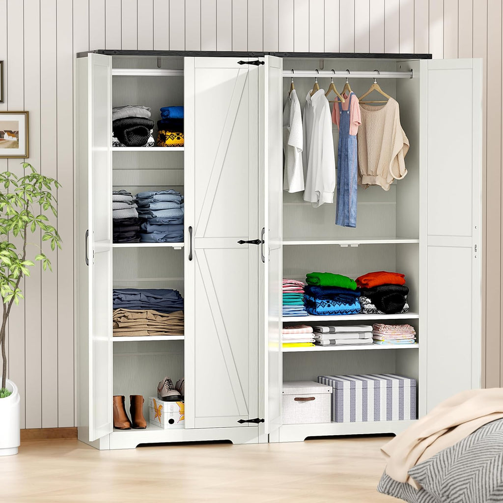 White 72" Wardrobe Closet with Doors E61020