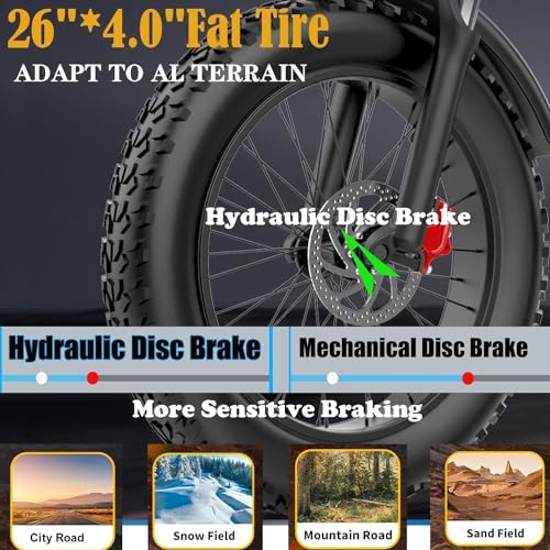 Dual Motors 2000W 35MPH Electric Mountain Bicycle with 48V 22.4AH Removable Battery, 7 Speed 26" Fat Tire Full Suspension Hydraulic Disc Brake Q350