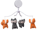 Acorn Gray/Orange Fox and Raccoon Musical Baby Crib Mobile B81713