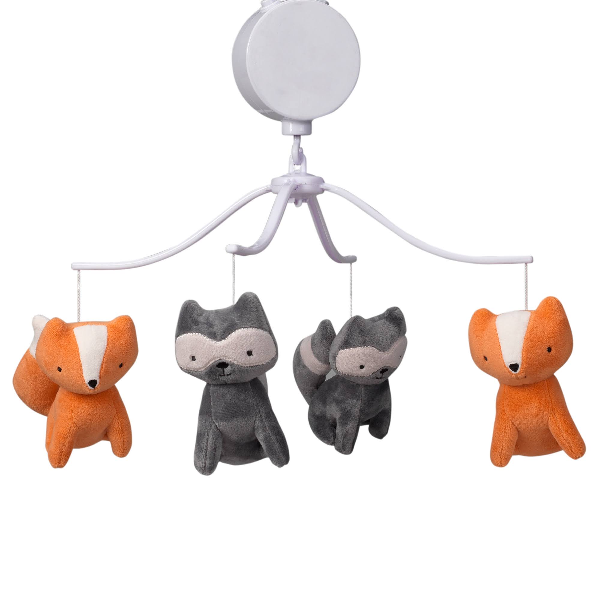 Acorn Gray/Orange Fox and Raccoon Musical Baby Crib Mobile B81713
