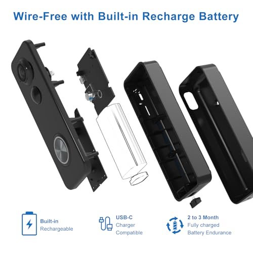 2K HD Wireless Video Doorbell with Chime, Battery Powered A573886