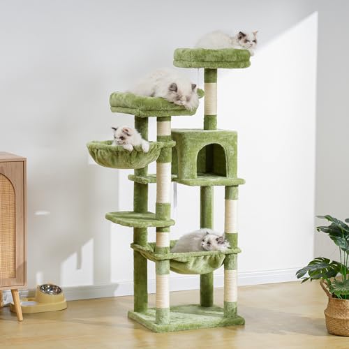 56 inches Smoky Gray Cat Tree with Scratching Posts P7190