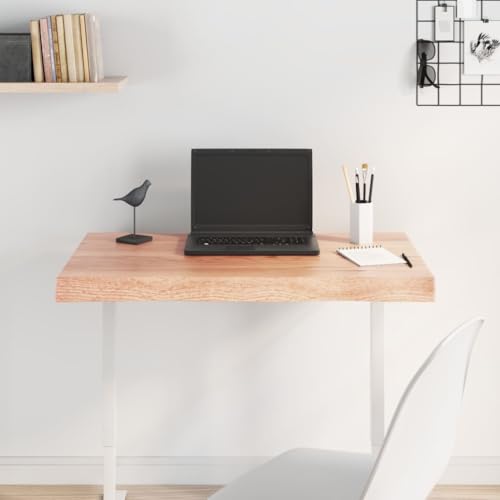 Solid Oak Wood Live Edge Table Top Light Brown 6.7"x19.7"x1.6" D3957