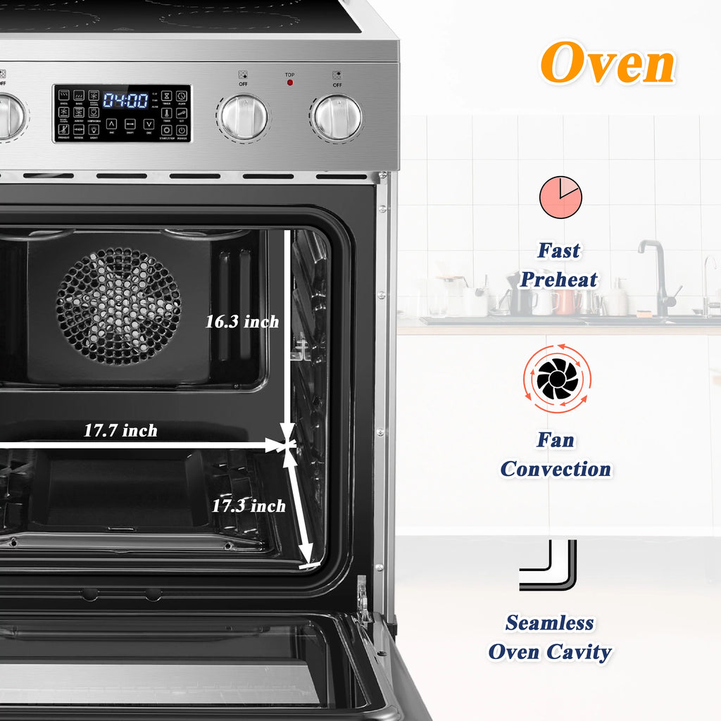 24 inch 2.9 Cu.ft Freestanding Electric Range with Convection Oven F4227