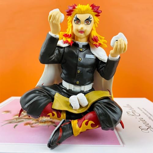 Anime Devil Slayer Eating Rice Balls Sitting Pose Action Figure Toy W604645