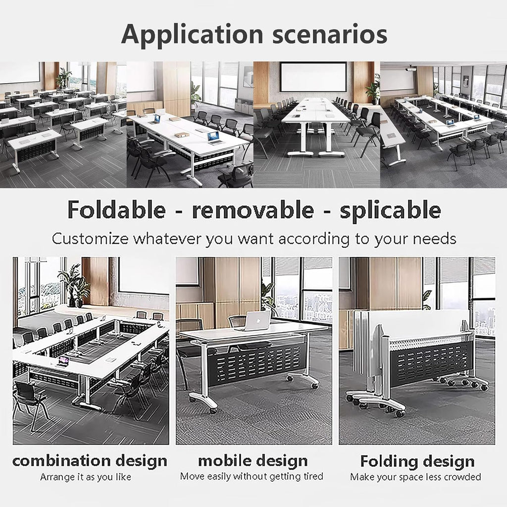 Foldable Mobile Training Table with Caster Wheels Q46013