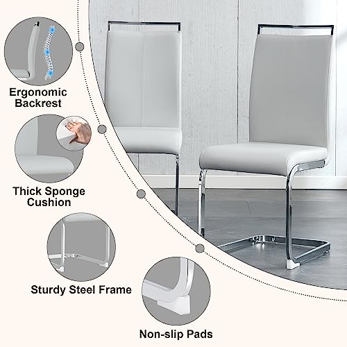 5 Piece Glass Dining Table Set with 4 PU Leather Chairs W43048