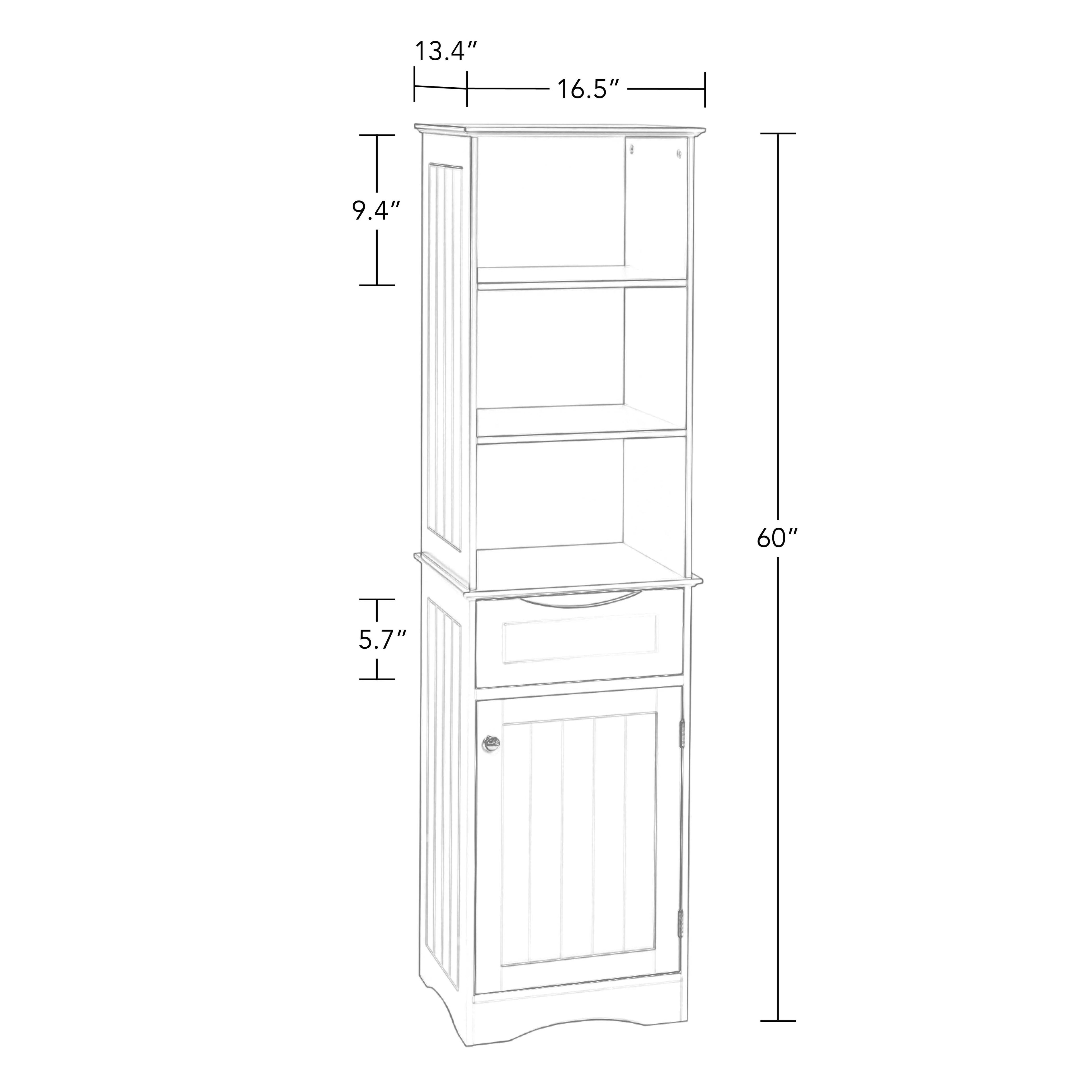 White Tall Linen Storage Cabinet with Drawer F222