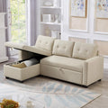 Beige L-Shape Convertible Sofa Sleeper with Pull-Out Bed W5689