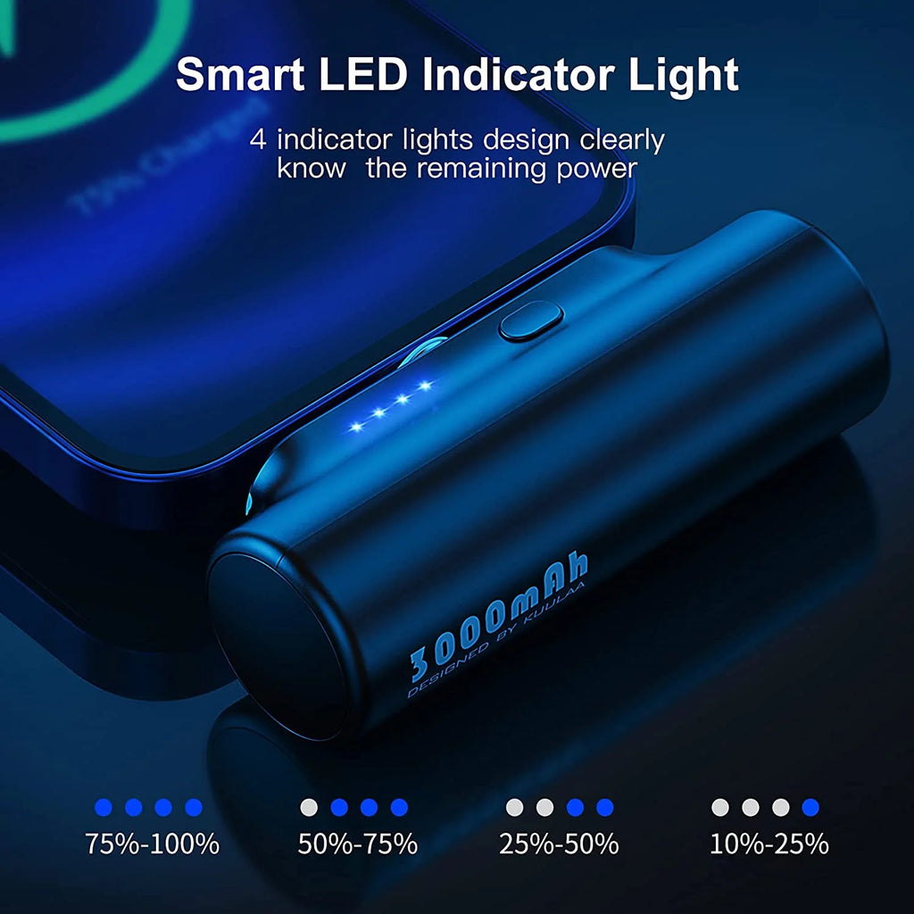 3 in 1 Magnetic 3000mAh Mini External Battery Pack Portable Charger with 3 Plugs (Black) B2944
