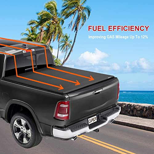 Tri-fold Truck Bed Tonneau Cover Fits 2009-2024 Dodge Ram 1500 Fleetside 5.7ft Bed A2485