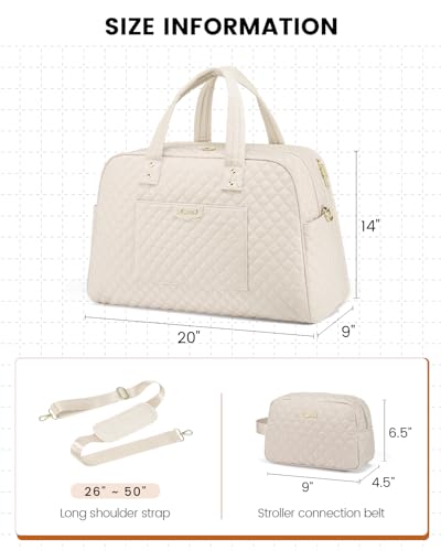 Large Travel Duffle Bag with Laptop Compartment, Beige Z30304