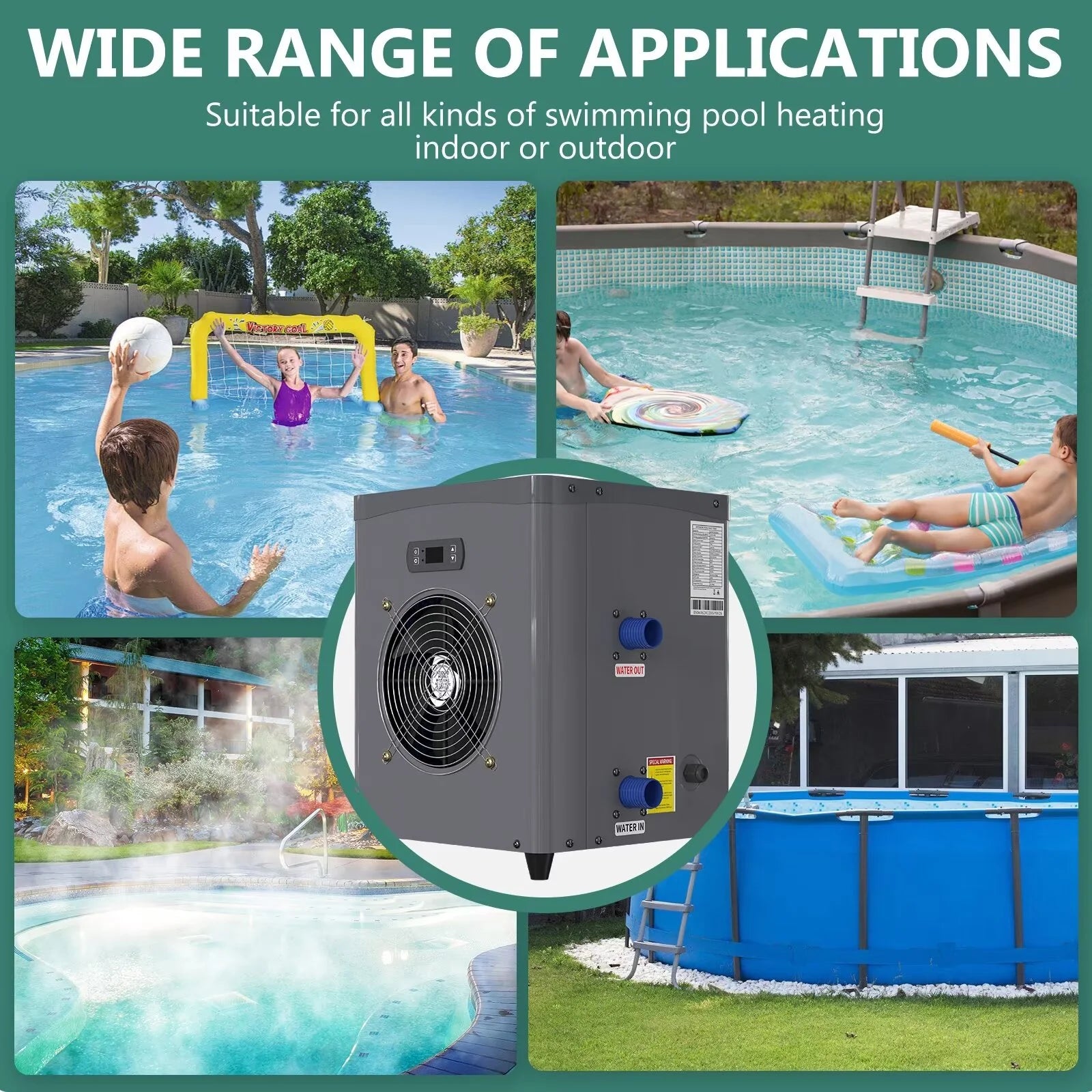 Swimming Pool Heat Pump, 14945 BTU/hr, 110V-120V/60Hz S231295