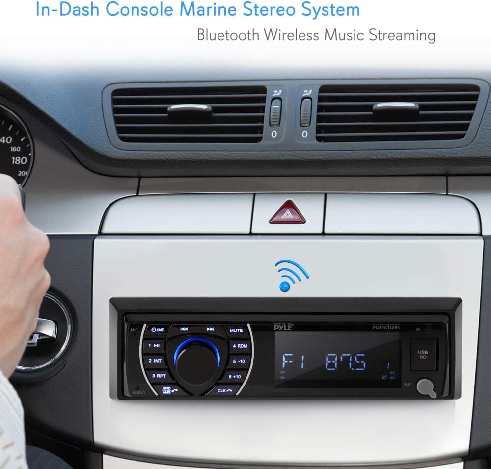 Marine Head Unit Receiver Speaker Kit with Bluetooth and 6.5’’ Waterproof Speakers N963005