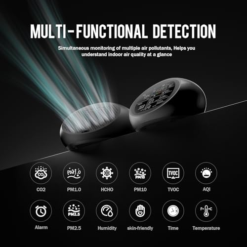 12 in 1 Portable Air Quality Monitor with Temperature, Humidity, CO2 Detector Y733