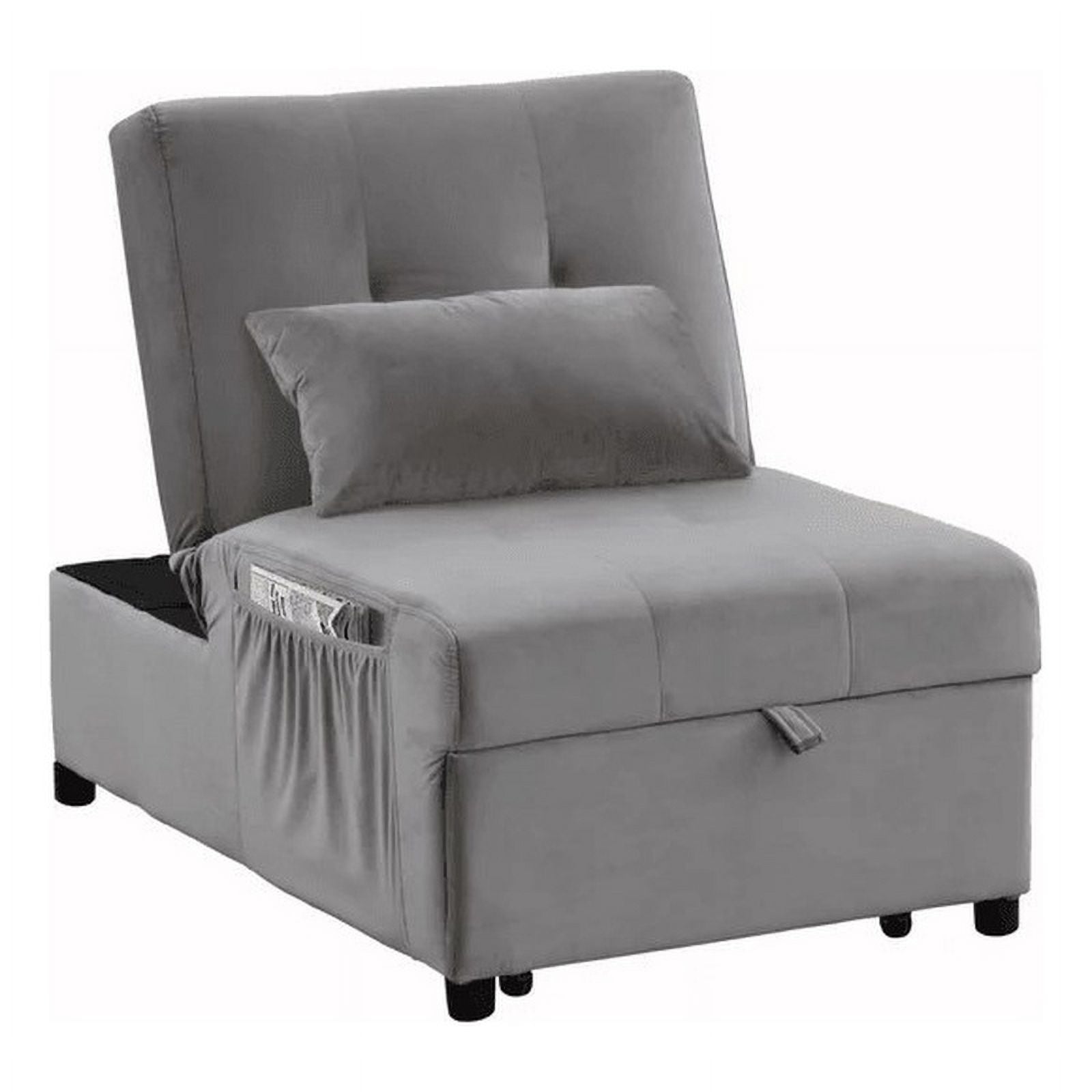 Velvet Adjustable Sleeper Lounge Chaise in Gray S62418