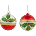 Set of 2 Glittered Christmas Glass Ball Ornaments 4" Z939321