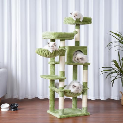 56 inches Smoky Gray Cat Tree with Scratching Posts P7190