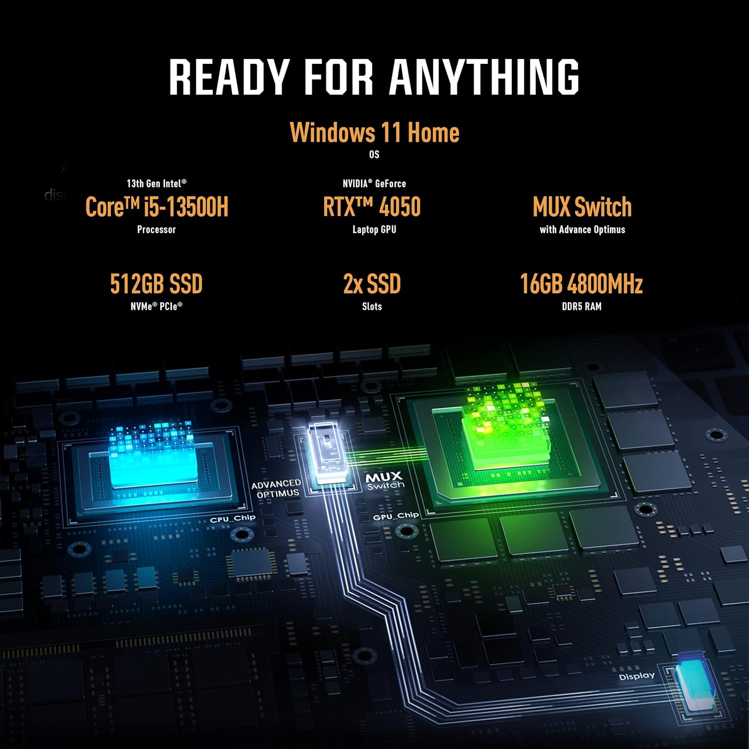 15.6” FHD 144Hz Gaming Laptop with GeForce RTX 4050 and Intel Core i5-13500H Q419