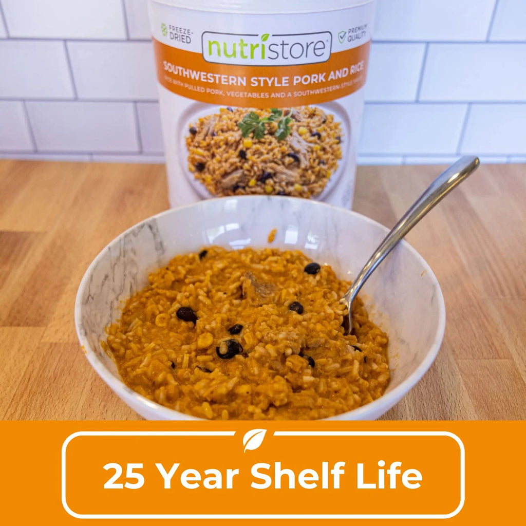 Freeze-Dried Southwestern Style Pork and Rice Emergency Survival Bulk Food Storage Meal 25 Year Shelf Life USDA Inspected 1-Pack C6895