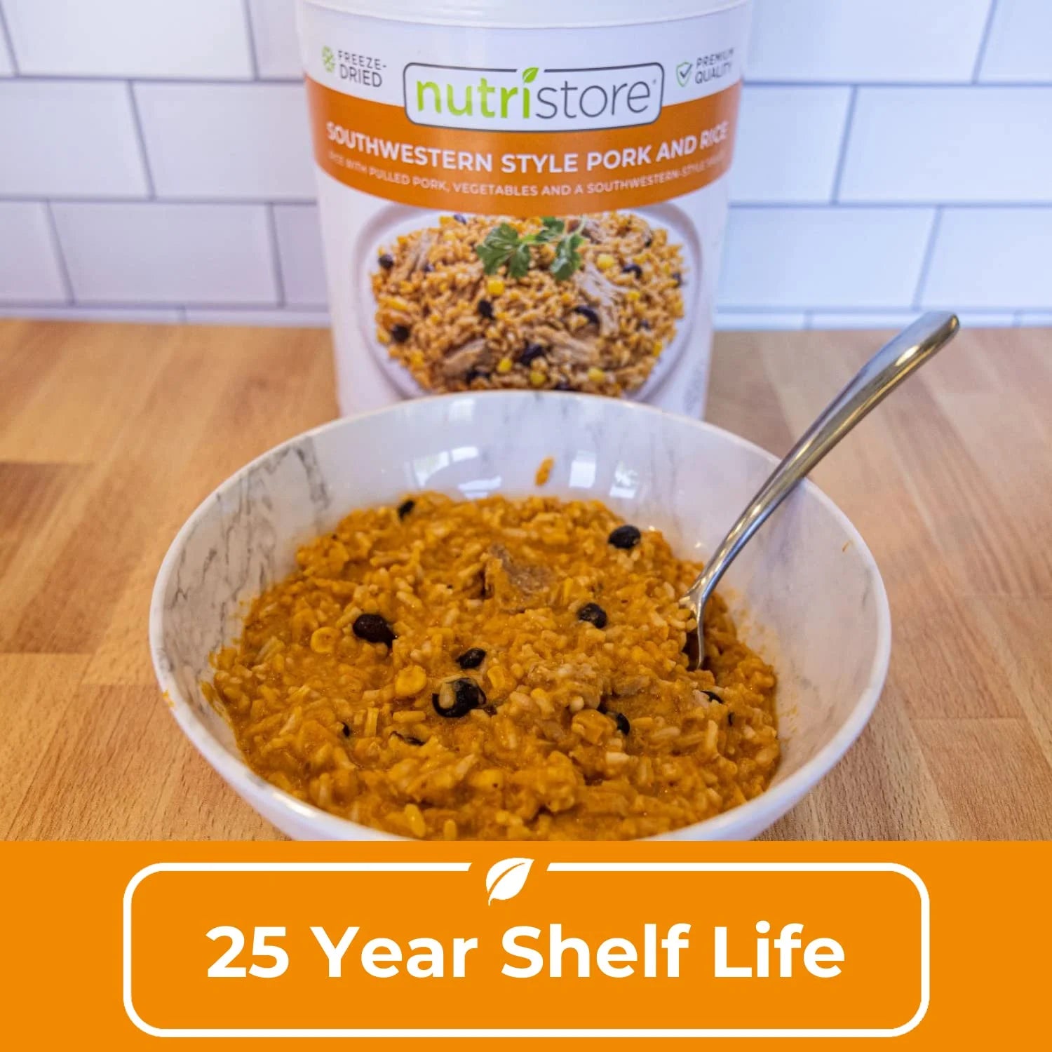 Freeze-Dried Southwestern Style Pork and Rice Emergency Survival Bulk Food Storage Meal 25 Year Shelf Life USDA Inspected 1-Pack C6895