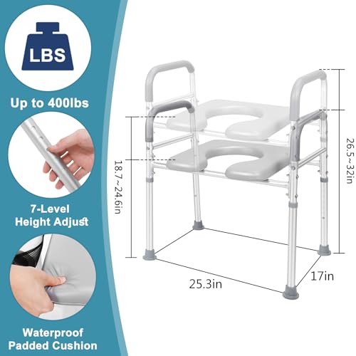 Adjustable Raised Toilet Seat with Handles Q178586