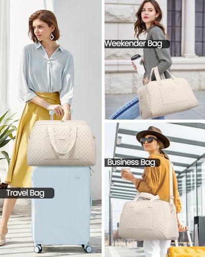 Large Travel Duffle Bag with Laptop Compartment, Beige Z30304