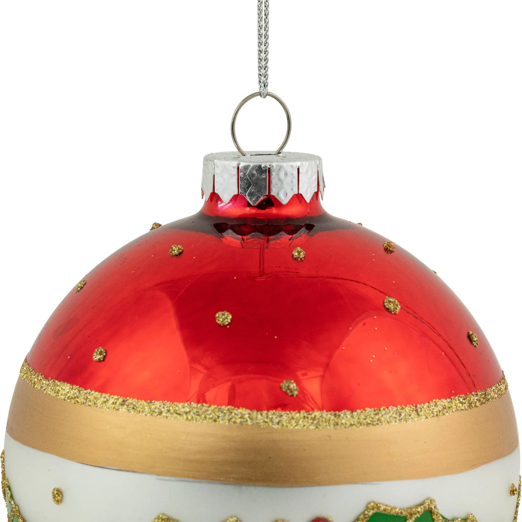 Set of 2 Glittered Christmas Glass Ball Ornaments 4" Z939321