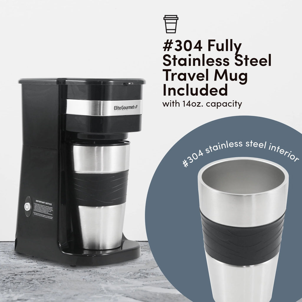 Single Serve Coffee Maker with Stainless Steel Travel Mug R261
