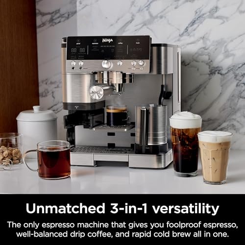 Stainless Steel Espresso Machine and Drip Coffee Maker with Integrated Coffee Grinder and Milk Frother B58267