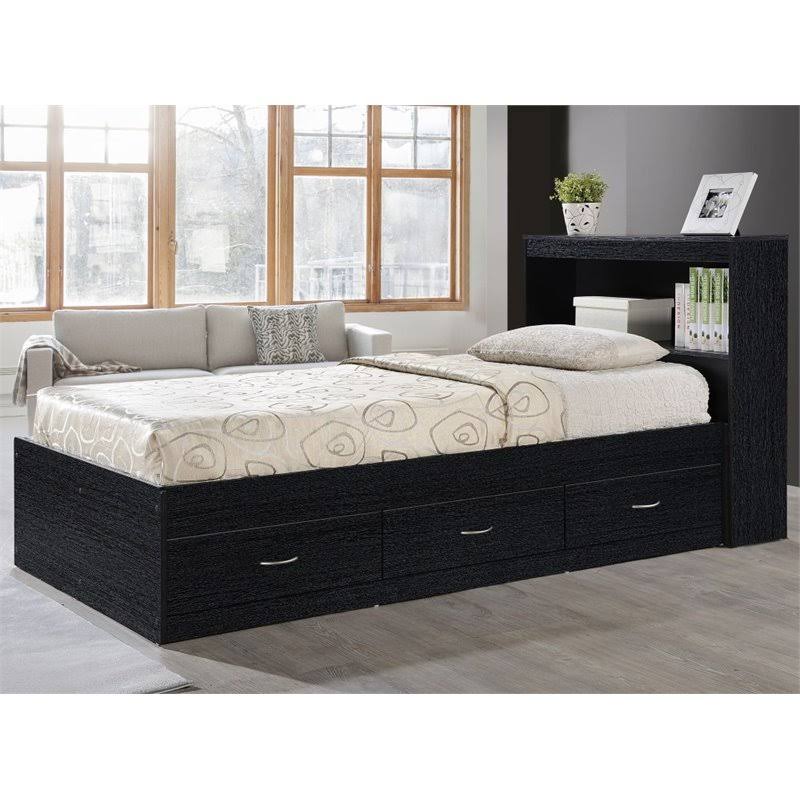 Twin Captain Storage Bed with 3 Drawers in Black W407718