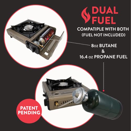 Portable Dual Fuel Propane Butane Stove with Carrying Case O665