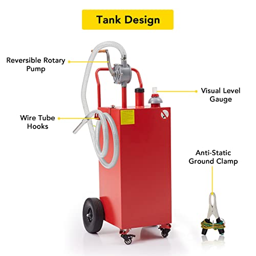 30 Gallon Portable Fuel Tank with Pump and Wheels N8717