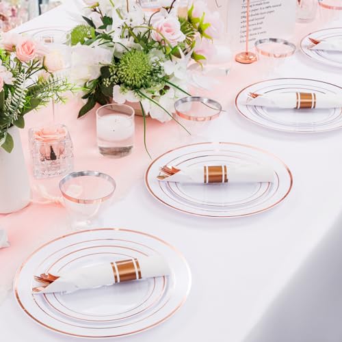 Clear Gold Plastic Dinnerware Set, 350 Pcs N25773